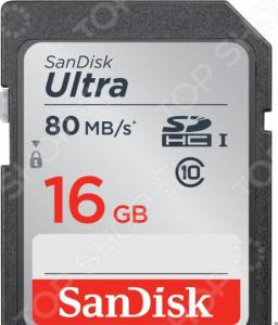 Карта памяти SanDisk Ultra SDHC Class 10 UHS-I 80MB/s 16GB